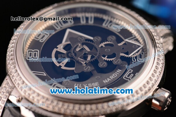 Ulysse Nardin Freak Automatic Steel/Diamond Case with Black Dial and Black Leather Strap (EF) - Click Image to Close